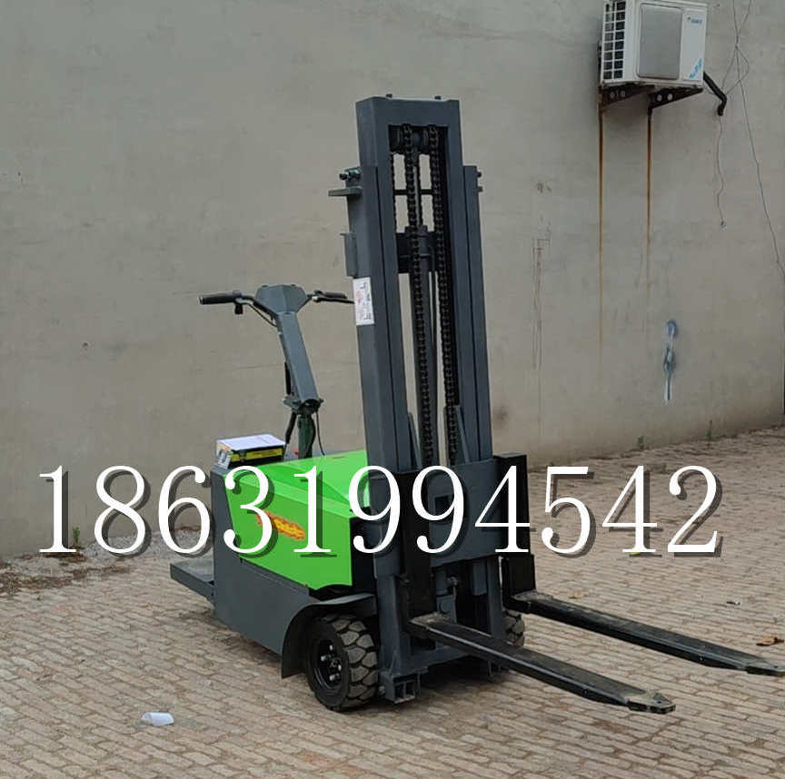 北区优程全电动叉车插腿式堆高车液压装卸车1.5吨升高小型站驾式铲车